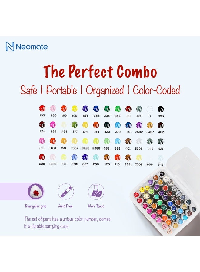 Neomate Alcohol Markers Set | 48 Colors Double-Tipped Chisel & Fine Alcohol-Based Markers | Non-Toxic For Kids & Adults | Ideal For Coloring, Illustration & Art Class Multicolor - Image 4